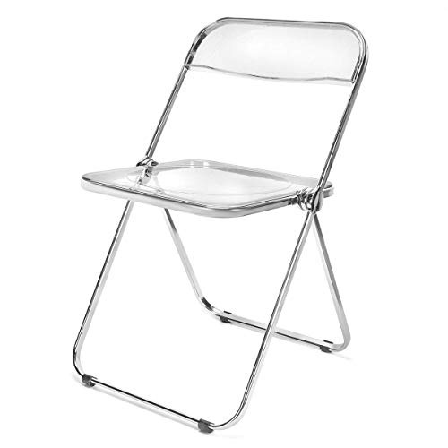 Diyhd Transparent Clear Folding Chair Pc Plastic Living Room Seat Chrome Frame #TOP12