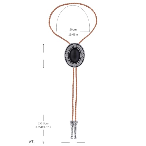Image of Btilasif Bolo Tie Black for Men Cowboy, Triangle Turquoise Western Bolo Necklace Leather Necktie Costume Accessories