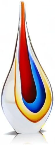 9" Tall Sculpture Hand Blown Glass Decor, Paperweight for Office Desk, Modern Glass Art Figurines Mediterranean Beach House Decor, Living Room Coffee Shelves Table Top Decoration (Red) - Image 8