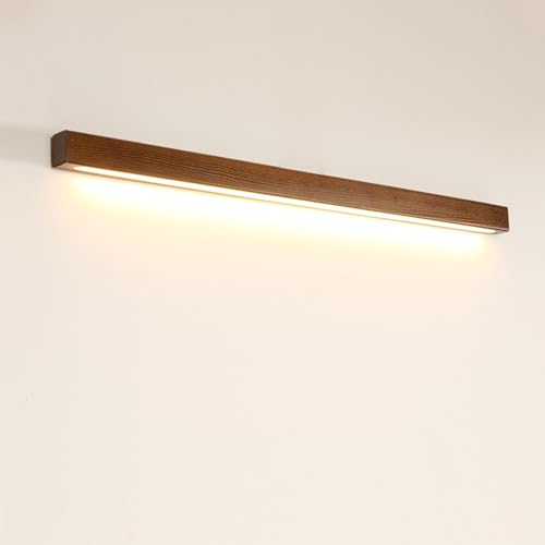 Aplique de pared LED de madera de nogal, iluminación lineal para baño y pared de fondo, 3 colores M para ambiente