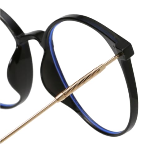 Image of Shiratori Retro Round Blue Light Blocking Glasses for Women Men, Lightweight Metal Temple Eyeglasses
