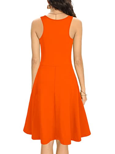 Image of Missufe Women's Sleeveless Racerback Flared Casual Plain Tank Dress