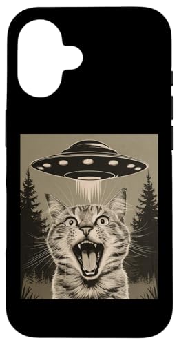 Funny Cat Selfie with UFOs - Alien Adventure Tee Coque pour iPhone 16