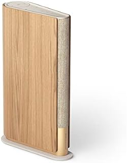 Bang & Olufsen Beosound Emerge - Compact Slim Wireless Bookshelf and Home Speaker with Bluetooth, WiFi and Active Room Compensation - Gold Tone/Light Oak
