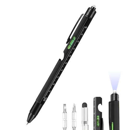 Zquqwa 9 in 1 Multi Tool Pen Multi Tool Pen for Handyman Practical Gifts Birthday Gifts Cool Gadgets for Dad Husband Boyfriend Stocking Fillers Aluminum Ballpoint Pen with Screwdrivers Flashlight