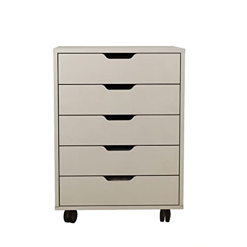 Lvtfco File Cabinet With Lock Filing Cabinets For Home Office Mobile Lateral Files Storage Cabinet With 5 Drawers Printer Stand With Storage And Wheels File Cabinet Organizer (Antique White) #TOP5