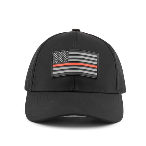 Image of Thin Blue Line, Thin Red Line American Flag, PVC Patch, Baseball Cap