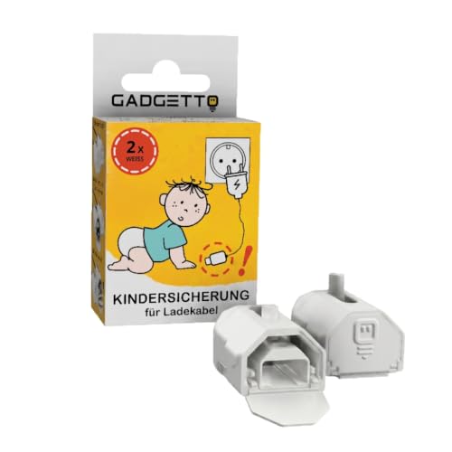 GADGETTO 2x Kindersicherung Handy Kabel weiß Ladekabelsicherung Knickschutz Babysicherung Geschenk Schwangere & Eltern USB-Sicherheitsabdeckung Schutz Kabel & Kontakte