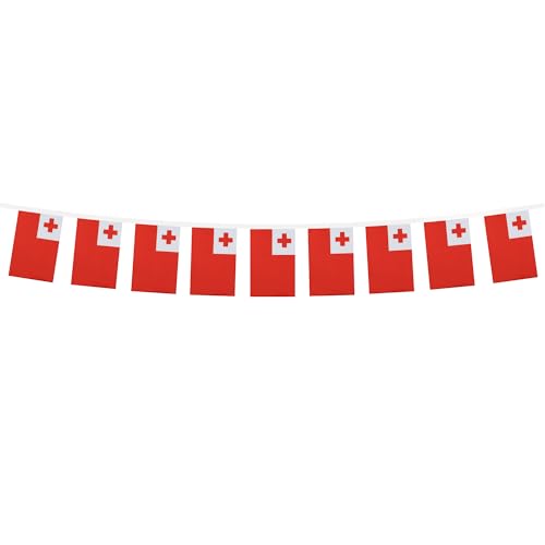 Image of AZ FLAG Tonga 6 meters BUNTING Flag 20 flags 9'' x 6'' - Tongan STRING flags 15 x 21 cm