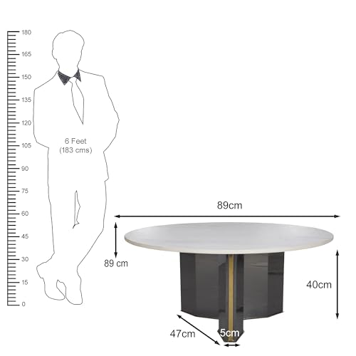 Image of The Attic Tristar Round Coffee Table with Marble Finish, Modern Center Table for Living Room & Lounge