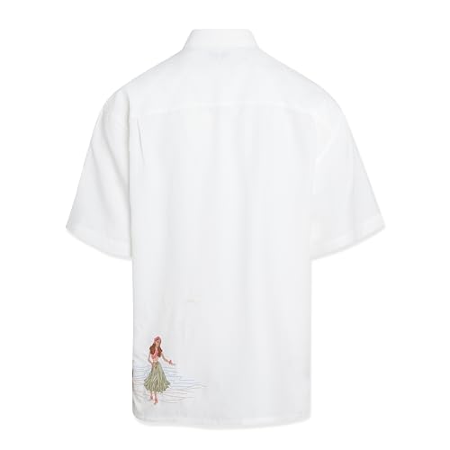 Bamboo Cay Men's Dancing Hula Short Sleeve Embroidered Button Down Tropical Camp Shirt2