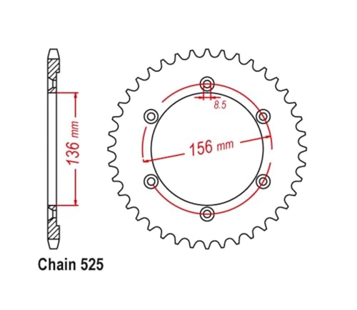 Pignon arrière 525 43T pour DR 650 SE 1996-2020 et Freewind 650