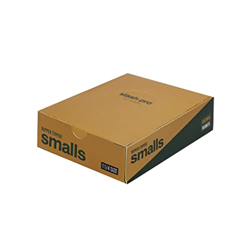 Image of Stash-Pro Small Ripper Tipper Brown Rolling Papers with Filter Tips - 84mm Cigarette Paper + 23mm Roach Tips (Pack of 10, 40 Papers & 40 Tips Each)