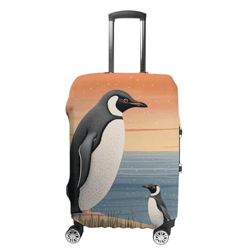 Hand Drawn Penguin Travel Luggage Cover Anti-scratch Suitcase Cover Elastic Suitcase Protective Cover Fits 19-32 Inch Luggage L