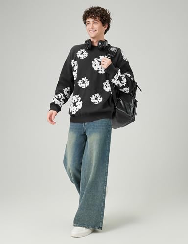 ZAFUL Oversized Mens Sweater Graphic Casual Crewneck Pullover for Y2K Vintage Streetwear Long Sleeve Aesthetic Knitwear 5