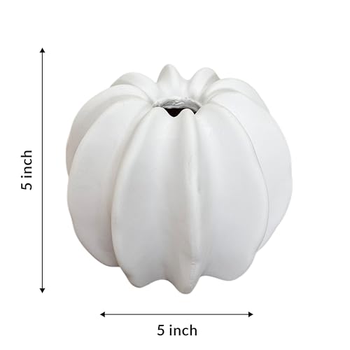 Image of Art Street White Sea Urchin Vase for Flowers|Decorative Flower Pot Vase| for Home, Wedding Decoration|Living Room, Bedroom and Office, New Year, Christmas Decor| (Only Vase) (Size: 5x5 Inch)