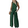 Dokotoo Pants Sets Women 2 Piece Outfits Sleeveless Round Neck Tank Tops Matching Sets for Women Elastic Waist Wide Leg