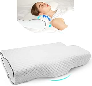 Cervical spine pillow for neck pain, shoulder pain - Orthopaedic memory foam support for side and back sleepers - Doctor recommended contour (Upgraded Butterfly Design)
