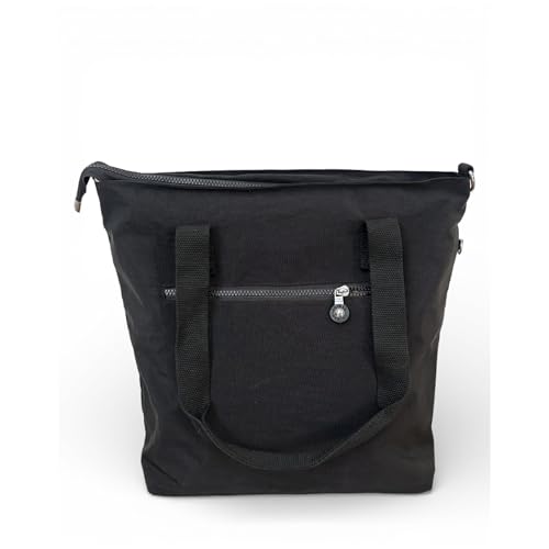 Image of CHIBAO Polyester Dual Handles Tote Bag for Women & Men | Large Capacity Multipurpose Shoulder Bag | Stylish Everyday Office, College, Travel & Shopping Handbag with Multiple Pockets Black