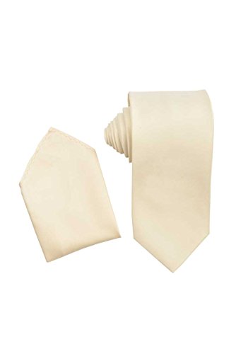 Men's Premium Solid Vest - NeckTie – Bow Tie - Pocket Square 4 Piece Set for Suits & Tuxedos (Ivory, XL)3