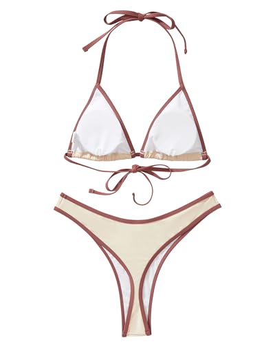 Image of MOSHENGQI Women Sexy Brazilian Bikini 2 Piece Spaghetti Strap Top Thong Swimsuit Bathing Suit