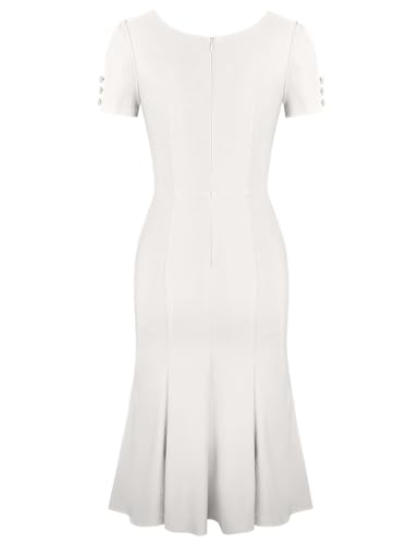 MUXXN Women's 1950s Retro Dress Vintage Short Sleeve Button Down Mermaid Bodycon Midi Casual Work Cocktail Dresses - Image 5
