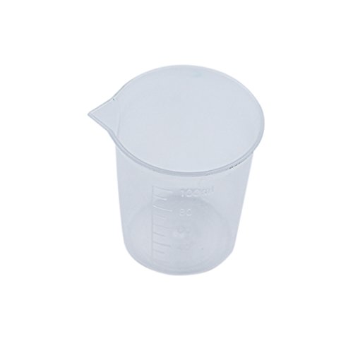 Messbecher aus Kunststoff, wiederverwendbar, transparent, mit Messbecher, hitzebeständig, für Küche oder Labor, 100 ml, 1 Stück, einfache Bedienung