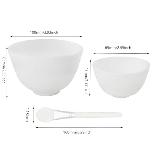 2 piezas bowl facial blanco con brocha para mascarillas miniatura 2