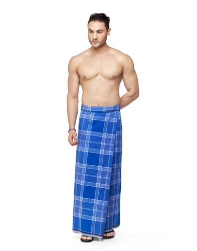 Image of Nandu Brand Men's Cotton Stitched Lungi (Pattern May Vary, Multicolour, Free Size) - Pack of 4