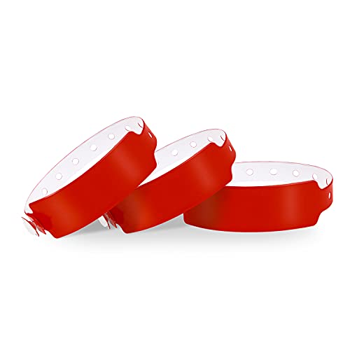 Wristall Red Plastic Wristbands 500 Pack - Colored Wristbands for Events, Vinyl Wrist Bands of Party by Fivepeans