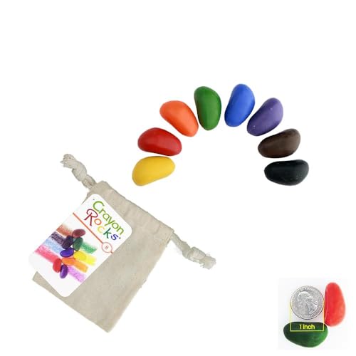 Crayon Rocks Crayons in a Rock Shape 8 Count Tripod Grip Made For Handwriting Development in Kids and Toddlers Fun & Educational Creative Activity Comes With a Muslin Bag - 8 Colors