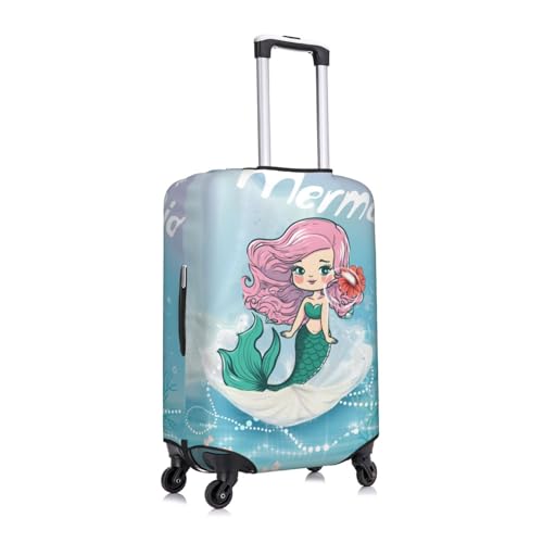 Blue Mermaid Travel Luggage Cover Spandex Suitcase Protector Washable Baggage Covers Fits 18-32 Inch Luggage, L (26-28in)3