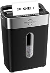 Bonsen 10-Sheet Cross Cut Paper Shredder for Home Office Heavy Duty | P-4, Portable Handle, 4 Gallons Bin, Paper and Credit Card Shredder, Black (S3201 New Version)