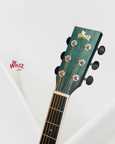 Miniatura 2 de Winzz 40 Pulgadas Guitarra Acústica Con Cuerdas De Acero Para Principiantes Adultos Y Estudiantes, Elegante Diseño De Color Único Azul-Verde