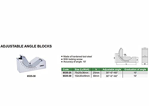 Bloc d'angle réglable Insize 6535 en acier rectifié 75 mm pour atelier de précision - 2