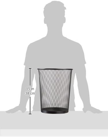 Rolodex 22351 4 1/2 Gallon Steel Black Round Mesh Trash Can