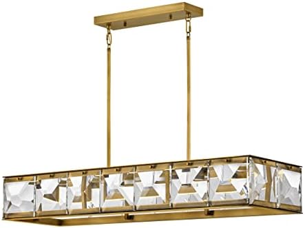 Fredrick Ramond Jolie FR3016HBR LED Linear Chandelier - Customize Installation Heights Over Kitchen Islands and Dining Tables, Integrated LED Illuminates from Inside - in Heritage Brass