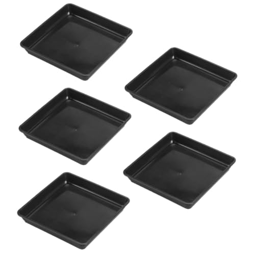 LIFKOME 5個 正方形プラスチック植木鉢受け皿 黒 色 多機能水受けトレー ガーデニング室内外用 水漏れ防止土こぼれ対策用