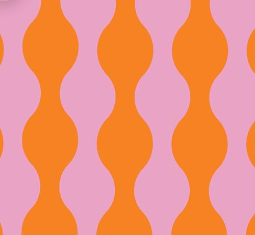 Calcomanías para muebles de 3 cajones, diseño de rayas onduladas, para muebles, cocina, encimeras, baño, dormitorio, naranja y rosa bebé, 1/2 metro = 60 x 50 cm