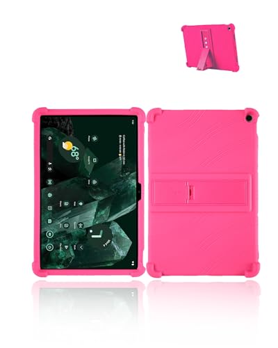 for Google Pixel Tablet 11-Inch Android Tablet Model Case,Soft Silicone Adjustable Stand Cover Lightweight Kids Friendly,Rosered.