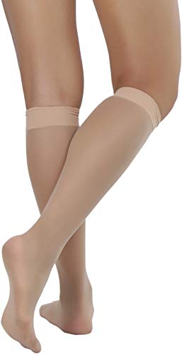 Image of ToBeInStyle Women Pack of 6 Sheer Knee-High Trouser Socks Reinforces Toes