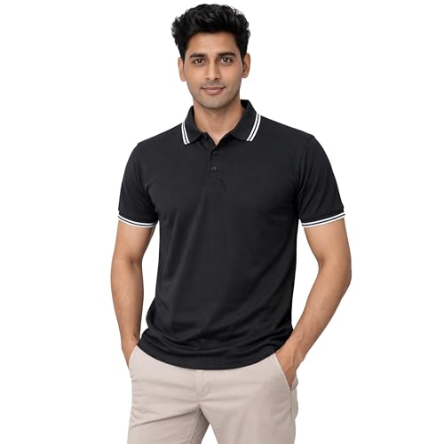 Image of Hangout Hub Men's Polo T Shirt | Solid | Plain Regular Fit Tees|Collar T-Shirts|Half Sleeves|Set of 1 & 2|HH.MP.MAR