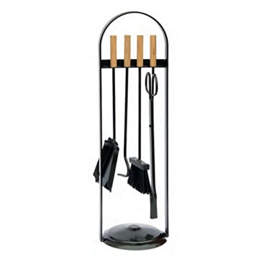 PEGANE Serviteur/Garniture de cheminée Ensembles d'outils Pince à feu Pelle Brosse en Fer forgé Coloris Noir/Doré - Hauteur 70 cm
