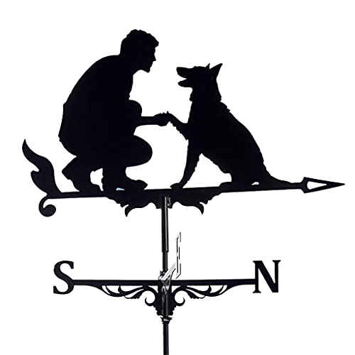Gazechimp Durable Stainless Steel Weather Vane, Retro Farm Scene Garden Stake Weather Vane, Professional Measuring Tools, Home, Garden Decor, Man With Dog #TOP24