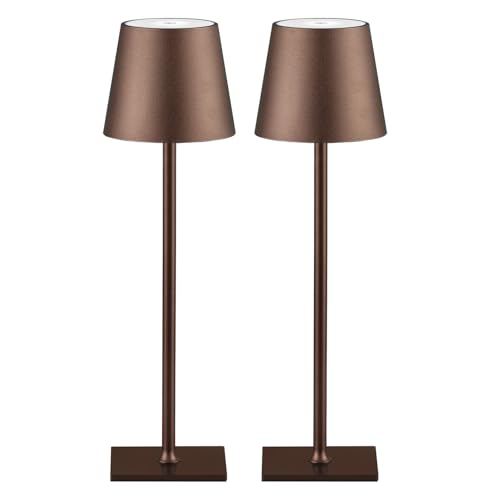 CHLORANTHUS 2 Pack Cordless Table Lamps, 3 Colors Stepless Dimming, 5000mAh Rechargeable Battery LED Desk Lamp for Bedroom/Couple Dinner/Desk/Cafe/Dining Room/Terrace