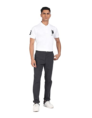 Image of U.S. POLO ASSN. Men White Cotton Solid Polo Shirt
