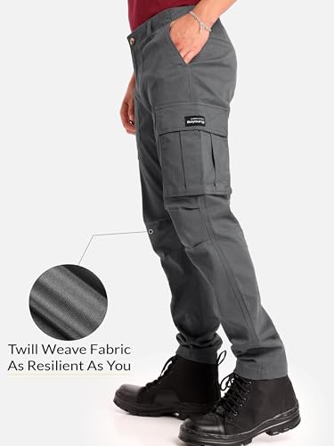 Image of Beyoung Cotton Lycra 6 Pocket Regular Fit Cargo Pants for Men | Cargo Trousers for Men