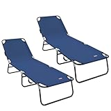Couleur: Bleu Tomostar Lot de 2 Chaise Longue de Jardin, Bain de Soleil Pliante Transat de Plage 2 pcs Bleu 188 x 57 x 86,5 cm Polyester