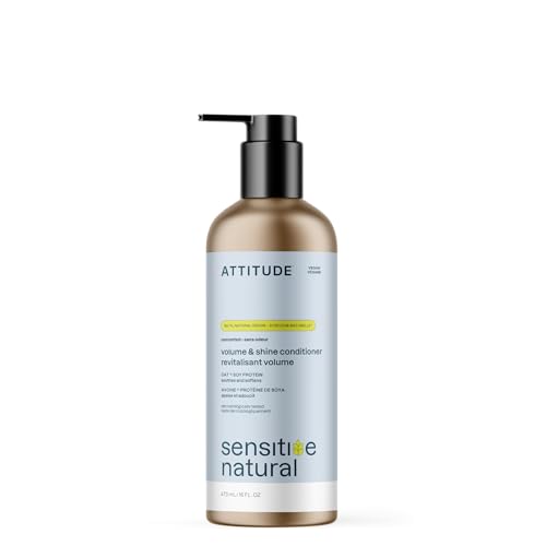 Attitude Extra Gentle Volumizing Conditioner For Sensitive Skin, Enriched With Oats, Dermatologically Tested, Vegan, Unscented, Aluminum Bottle, 473 M