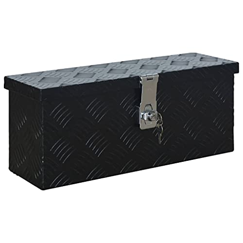 vidaXL Caja de Aluminio Organización Almacenamiento Herramientas Taller Garaje Bricolaje Ferretería Casa Hogar Jardín Maletín 485x140x200 mm Negra